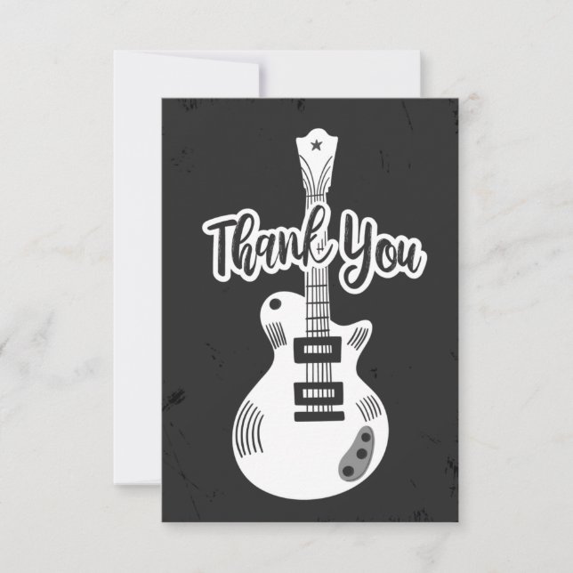 Rock N Roll Guitar Flat Thank You Card (Front)