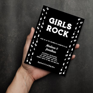 Rock N Roll Guitar Music Edgy Girl Baby Shower Invitation