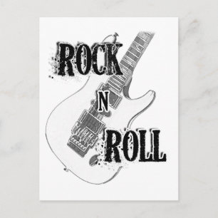 rock n roll guitar postcard