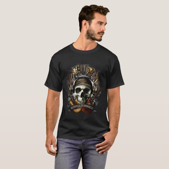 Rock N Roll, Guitar Skull, Headphones Deadhead, T-Shirt