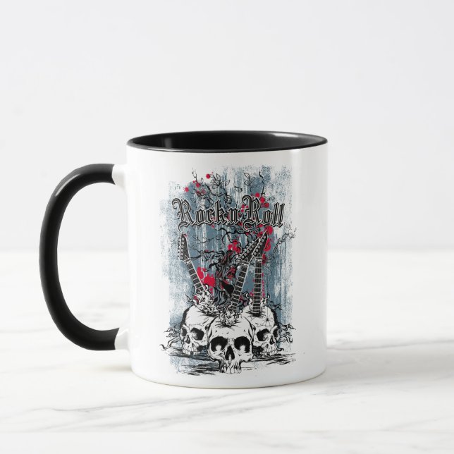 Rock n Roll Guitar Skulls Mug (Left)