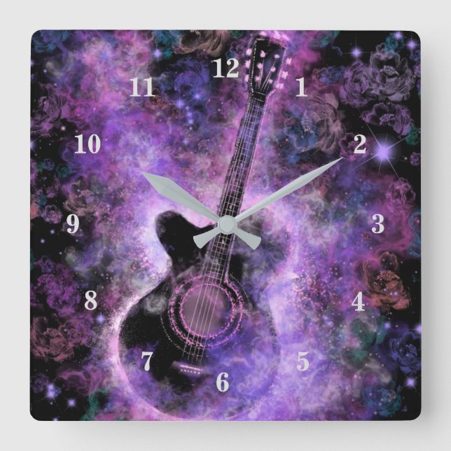 Rock N Roll Guitar Wall Clock - Hot Music (Front)