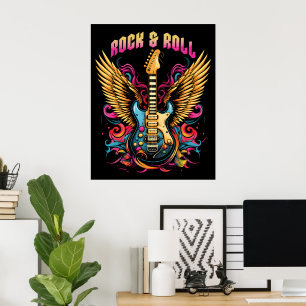 Rock n Roll Guitar wings Poster