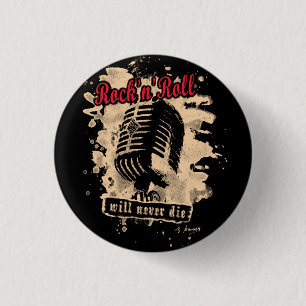 Rock-n-Roll Microphone - red 1 Inch Round Button