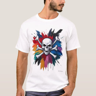 Rock 'n' Roll Mural Skull T-Shirt