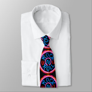 Rock n Roll Music Neon Sign Look Necktie