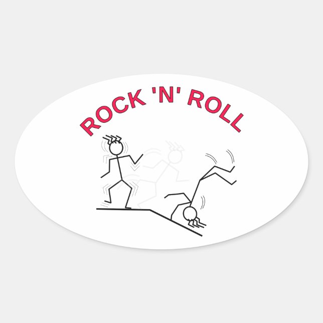 Rock 'N' Roll Oval Sticker (Front)