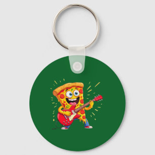 **Rock ’n’ Roll Pizza – Funny Guitar-Playing Slice Keychain