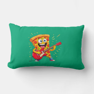 **Rock ’n’ Roll Pizza – Funny Guitar-Playing Slice Lumbar Pillow