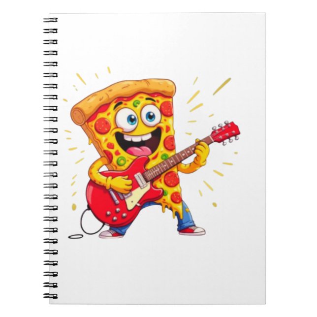 **Rock ’n’ Roll Pizza – Funny Guitar-Playing Slice Notebook (Front)