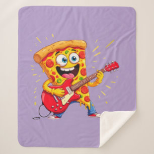 **Rock ’n’ Roll Pizza – Funny Guitar-Playing Slice Sherpa Blanket