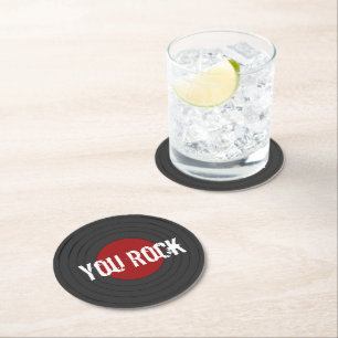 Rock N Roll Record Round Paper Coaster