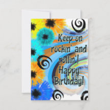 Rock 'N Roll Retro, Psychedelic Birthday Card