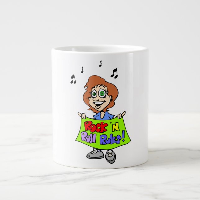 ROCK 'N ROLL RULES LARGE COFFEE MUG (Front)