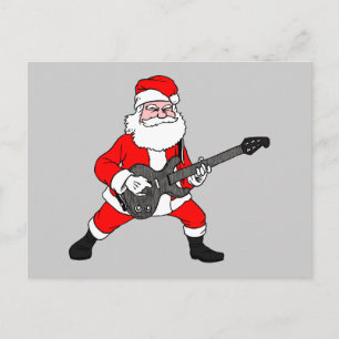 Rock N Roll Santa Claus Holiday Postcard