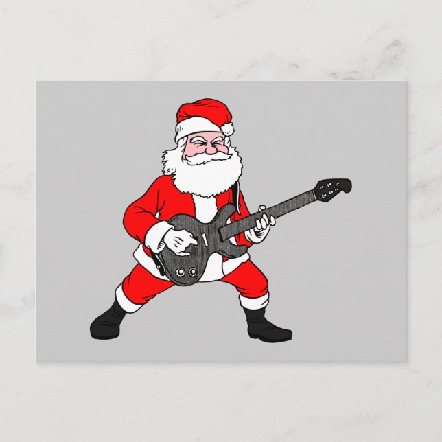 Rock N Roll Santa Claus Holiday Postcard (Front)