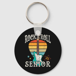 Rock N Roll Senior 25 Vintage Cool Graduate 2025 G Keychain
