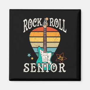 Rock N Roll Senior 25 Vintage Cool Graduate 2025 G Magnet