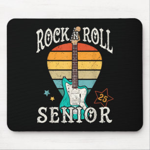 Rock N Roll Senior 25 Vintage Cool Graduate 2025 G Mouse Pad