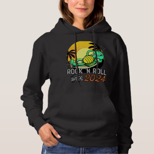 Rock 'n Roll Since 2024 Relaxing Turtle Men Women Hoodie