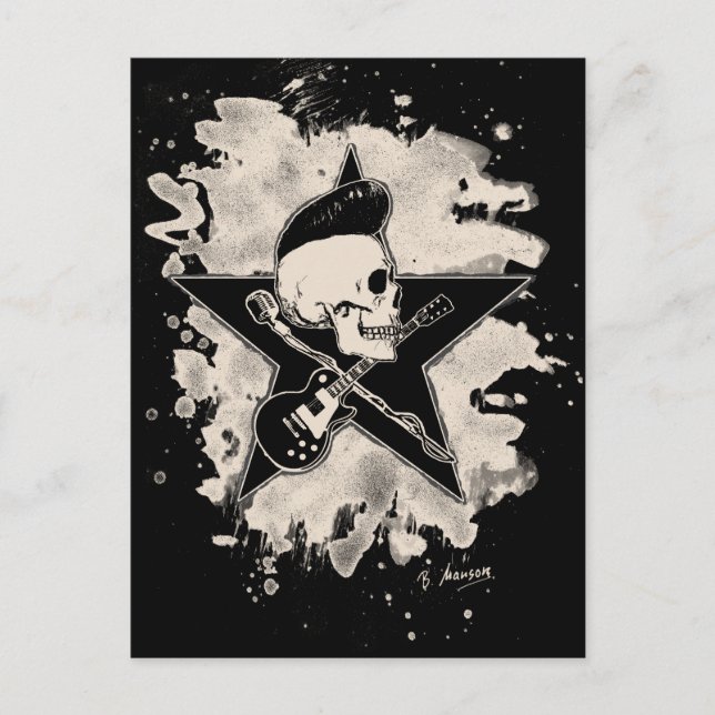 Rock-n-Roll Skull - bleached Postcard (Front)