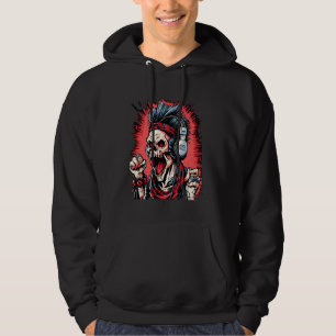 Rock 'n' Roll Skull Edgy Graphic with Singing Skul Hoodie