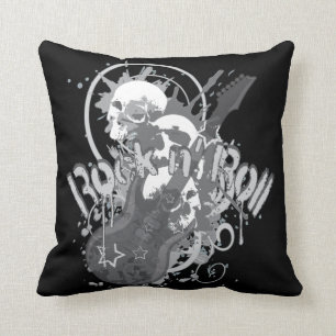 Rock n' Roll Skulls Throw Pillow