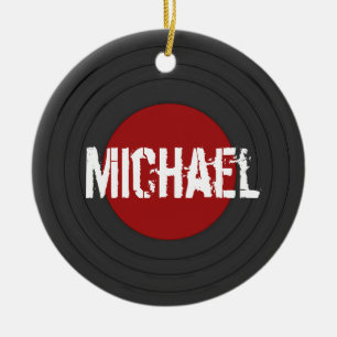 Rock N Roll Vinyl Record Personalized Ceramic Ornament