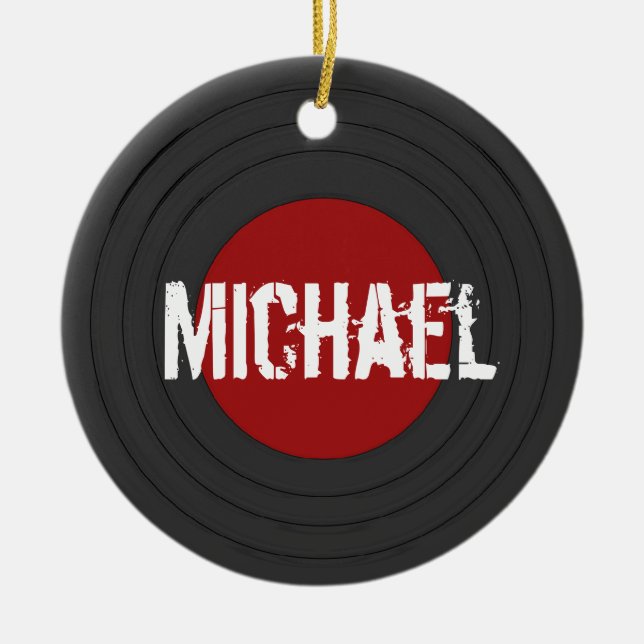 Rock N Roll Vinyl Record Personalized Ceramic Ornament (Front)