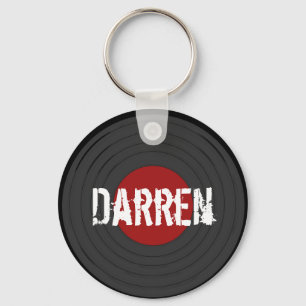 Rock N Roll Vinyl Record Personalized Keychain