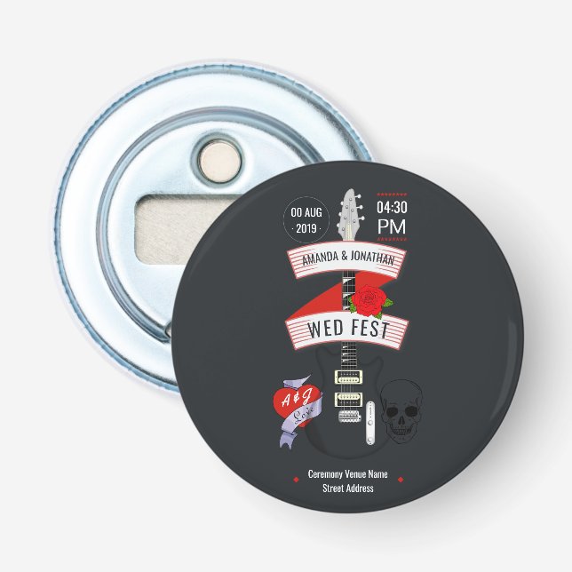 Rock n' Roll Wedding Bottle Opener (Front)