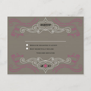 Rock 'n' Roll Wedding Poster (Pewter / Black) RSVP Invitation Postcard