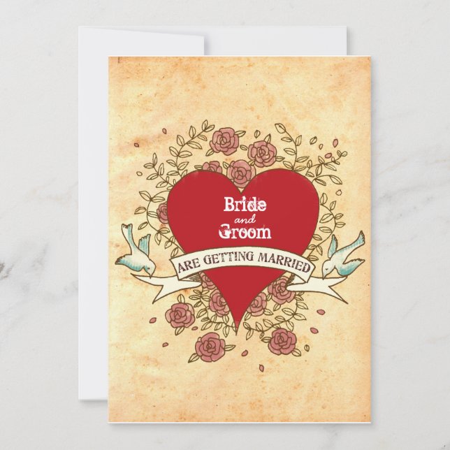 Rock 'n' Roll Wedding (Roses) Invitation (Front)