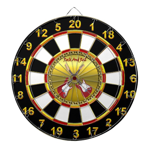 Rock N roll with electric guitars Dartboard (Front)