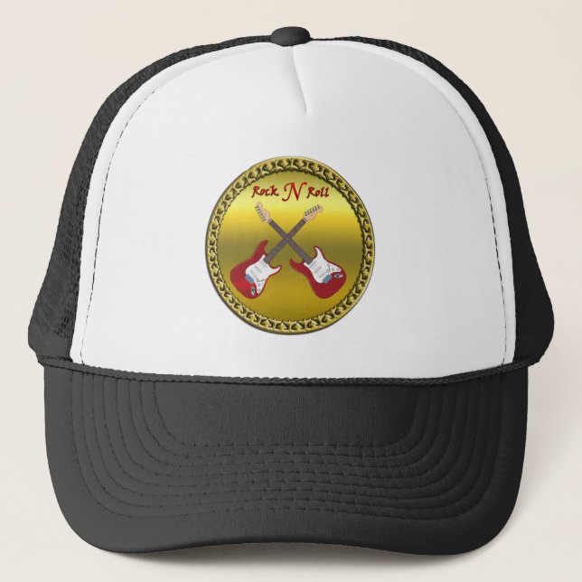 Rock N roll with electric guitars Trucker Hat (Front)