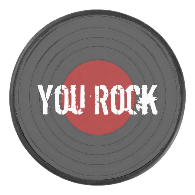 Rock N Roll YOU ROCK Vinyl Record Hockey Puck (Front)