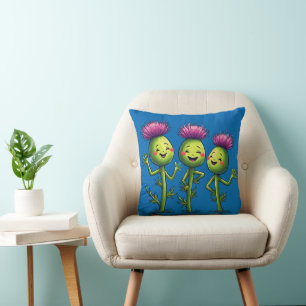Rock N Thistles Scottish Festival Flowers Throw Pillow