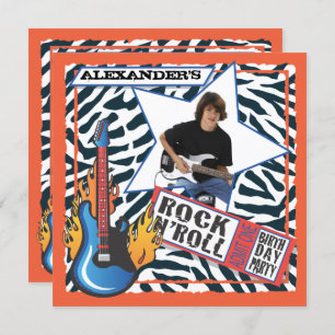 Rock N'Roll Rock Star Birthday Party Invitations
