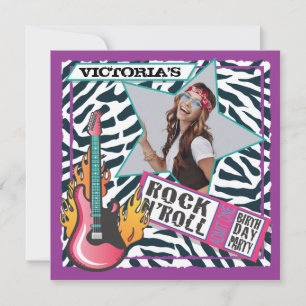 Rock N'Roll Rock Star Birthday Party Invitations