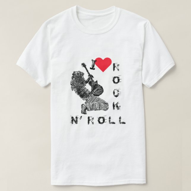 Rock N'Roll T-Shirt Rock Guitare Player (Design devant)
