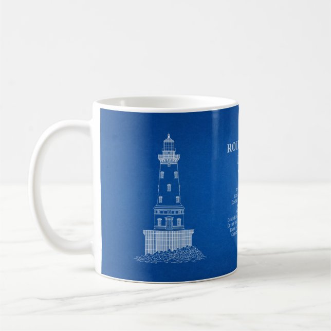 Rock of Ages Lighthouse - Michigan – AD Coffee Mug (Left)