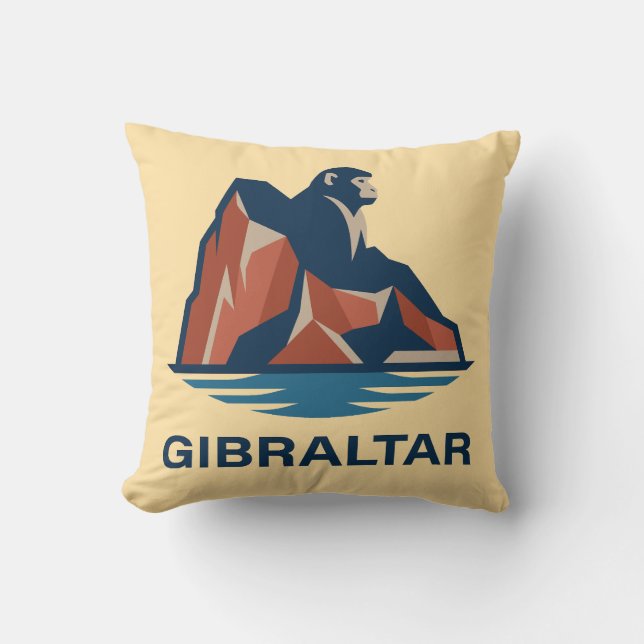 Rock of Gibraltar Throw Pillow (Front)