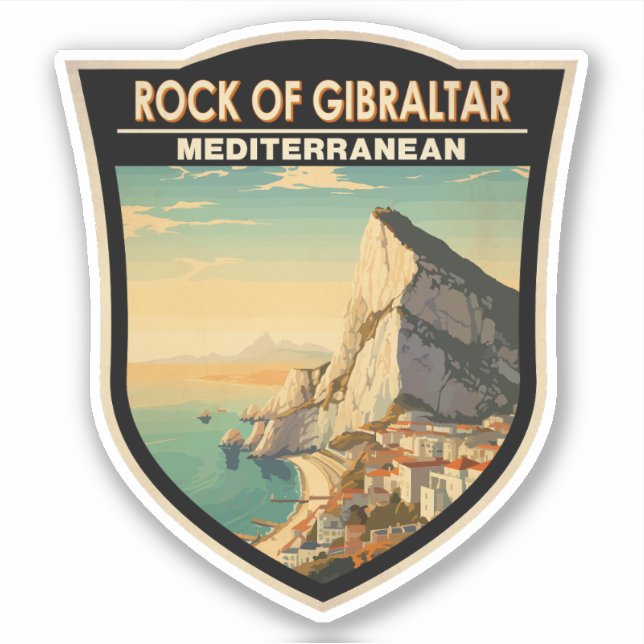 Rock of Gibraltar Travel Art Vintage (Front)
