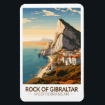 Rock of Gibraltar Travel Art Vintage Magnet<br><div class="desc">Rock of Gibraltar in a vector art style. The Rock of Gibraltar is a monolithic limestone promontory located in the British territory of Gibraltar,  near the southwestern tip of Europe on the Iberian Peninsula.</div>