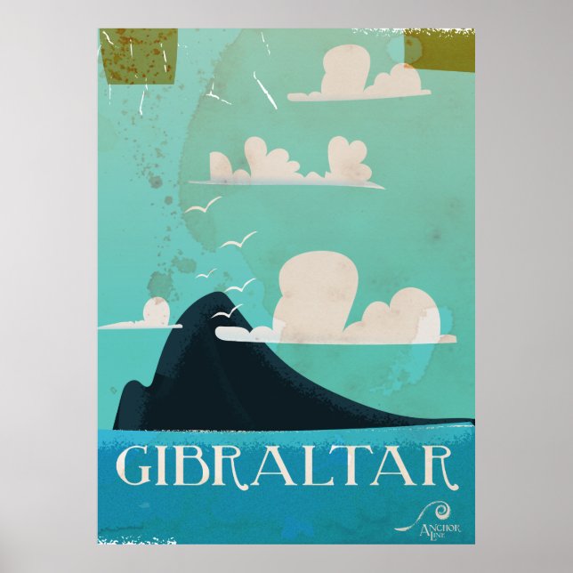 Rock of Gibraltar vintage travel poster (Front)