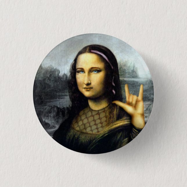 rock on 1 inch round button (Front)