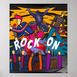"Rock On" Band Concert Music Art Poster