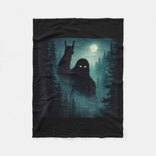 Rock On Bigfoot Sasquatch Cryptid Night Forest Fleece Blanket