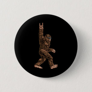 Rock On Bigfoot Sasquatch Loves Rock And Roll Sung 2 Inch Round Button