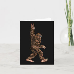 Rock On Bigfoot Sasquatch Loves Rock And Roll Sung Card